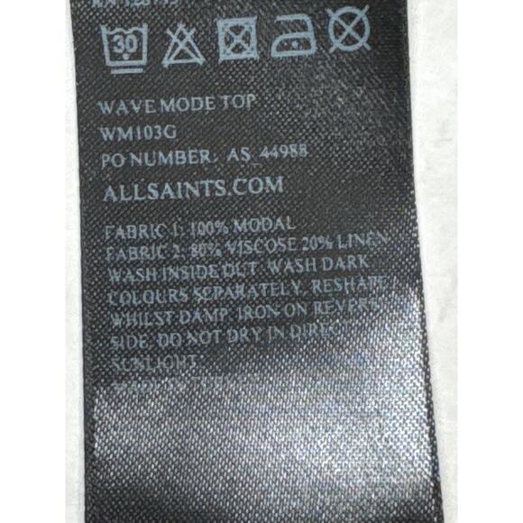 All Saints Wavetop Top Navy Thin Hi-Low Hem Crew Neck Open Elbow Relax Size XS - Picture 6 of 6